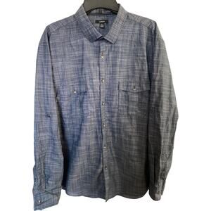 Alfani Long Sleeve Blue Button Down Shirt XL